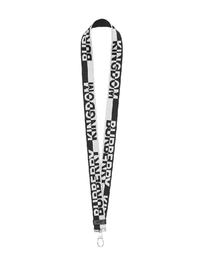 Shop Burberry Two-tone Logo Jacquard Lanyard In Black