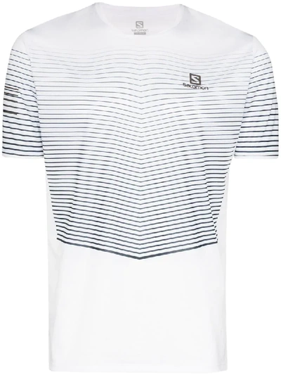Salomon Sense Striped Logo Print T-shirt In White | ModeSens