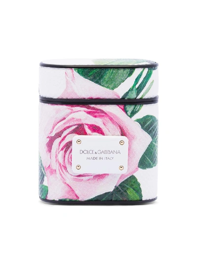 Shop Dolce & Gabbana Roses Print Airpods Case In White