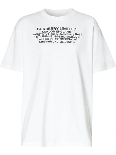 Shop Burberry Text Print T-shirt In White