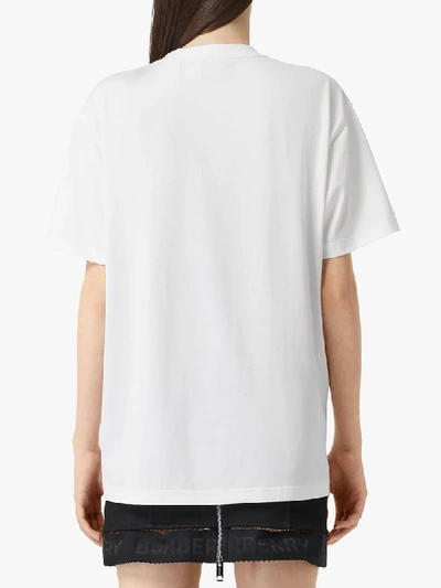 Burberry White Text Print T-shirt In White