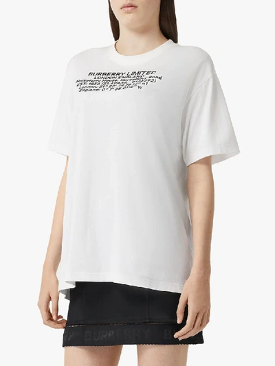 Burberry White Text Print T-shirt In White