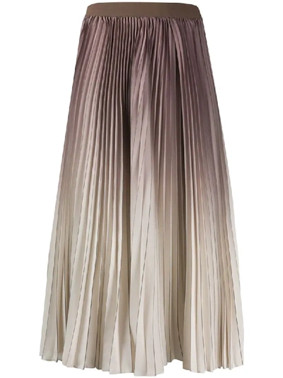 Shop Agnona Pleated Midi Skirt In Neutrals