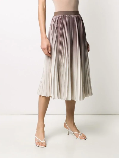 Shop Agnona Pleated Midi Skirt In Neutrals