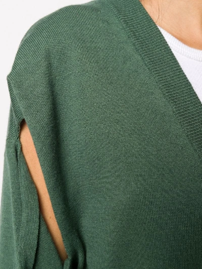 Shop Maison Margiela Slit Sleeve Jumper In Green