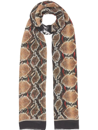 Shop Burberry Schal Mit Pythonleder-print In Brown