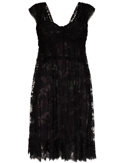Shop Dolce & Gabbana Sheer Lace Mini Dress In Black