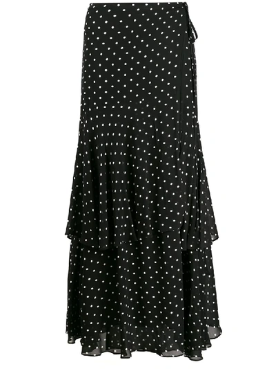 Shop Pinko Polka Dot Print Ruffled Skirt In Black