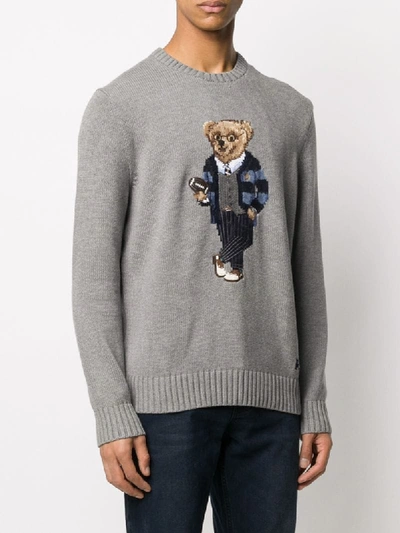 Shop Ralph Lauren Intarsien-pullover Mit Teddy In Grey