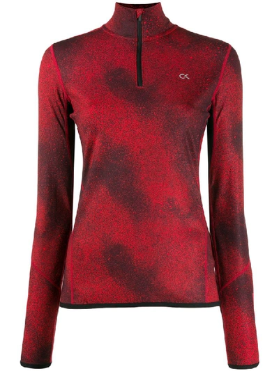 Calvin Klein Patterned Rear Logo Print Performance Sweatshirt In Black