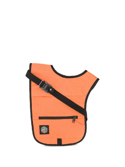 Shop Stone Island Touch Strap Shoulder Bag In Orange