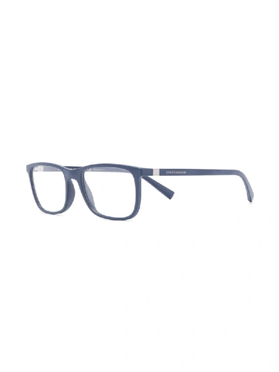 Shop Dolce & Gabbana Rectangular Frame Glasses In Blue