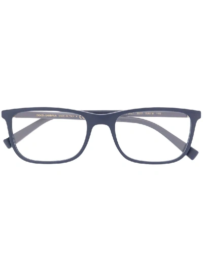 Shop Dolce & Gabbana Rectangular Frame Glasses In Blue