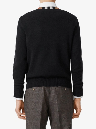 Shop Burberry Icon Stripe Trim Jumper In Black