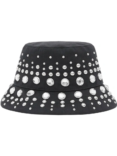 Shop Burberry Crystal-embellished Bucket Hat In Black