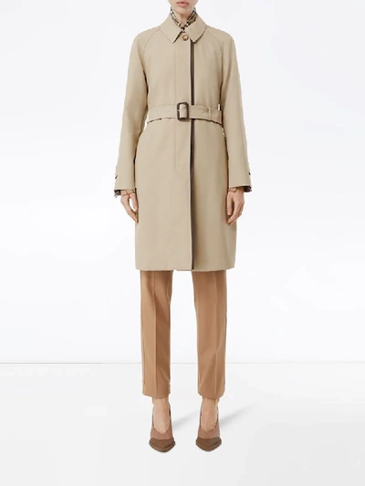 Shop Burberry Leather-trim Car Coat In Neutrals