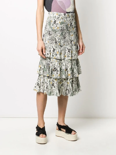 Shop Isabel Marant Étoile Layered Floral Print Cencia Skirt In White