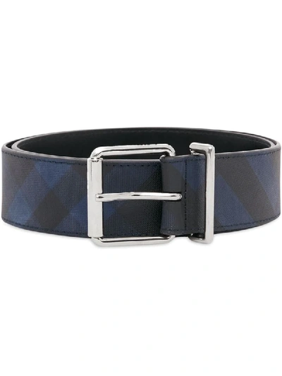 Shop Burberry London Check Belt In Blue