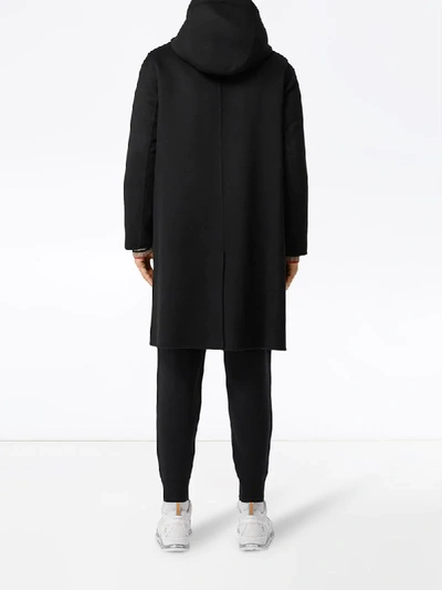 Shop Burberry Hooded Single-breasted Coat In Black