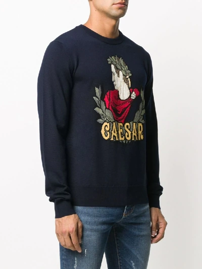 Shop Dolce & Gabbana Ceaser Knit Jumper In Blue