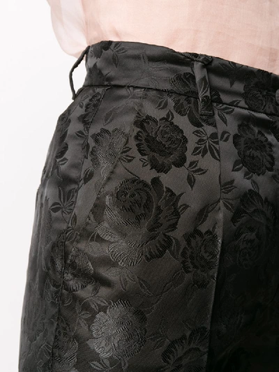 Shop Dolce & Gabbana Rose Jacquard Trousers In Black