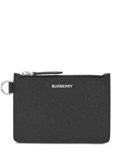 Shop Burberry Grainy Leather Zip Coin Case In Black