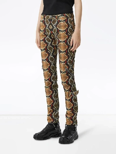 Shop Burberry Skinny Fit Python Print Jeans In Brown