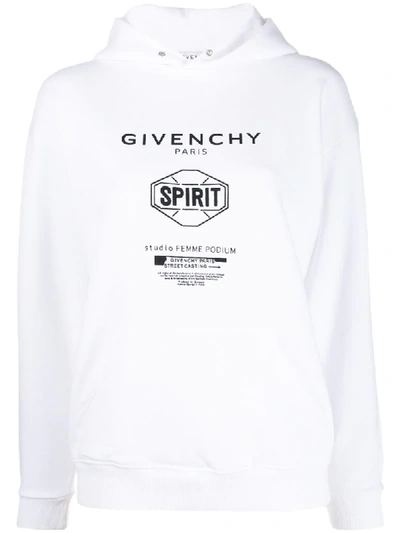 Shop Givenchy Spirit Printed Hoodie In White