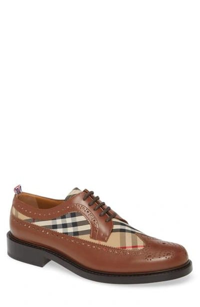 Shop Burberry Arndale Wingtip In Tan/ Archive Beige