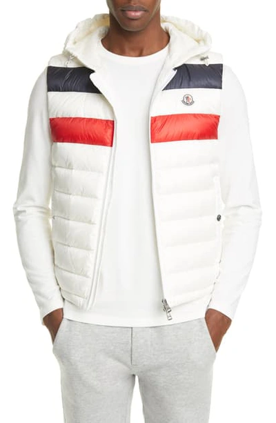 Shop Moncler Quilted Down Hooded Vest In White