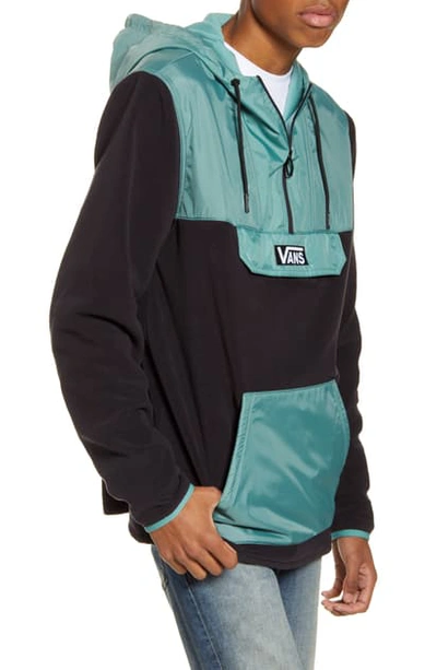 Shop Vans Windward Hooded Fleece & Nylon Anorak In Black/oil Blue