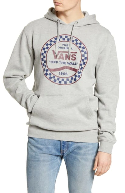 Shop Vans Checkered Logo Medallion Hooded Sweatshirt In Cement Heather/ Dewberry