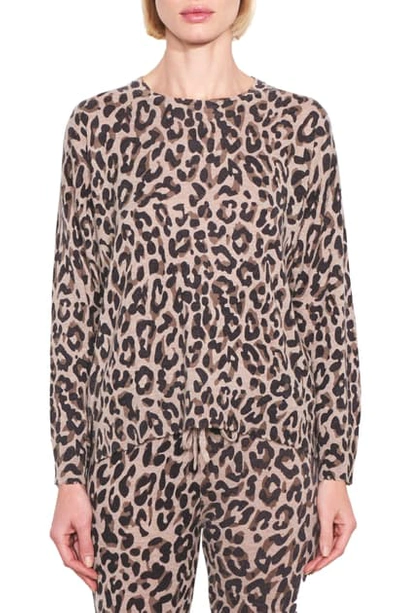 Shop Sundry Leopard Print Crewneck Sweater In Oatmeal