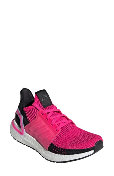 Shop Adidas Originals Ultraboost 19 Running Shoe In Shock Pink/ Black/ White