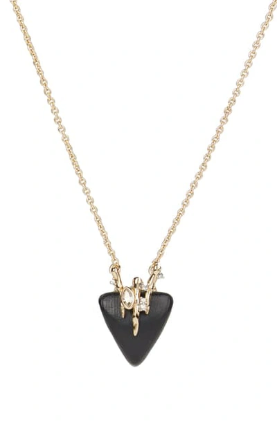 Shop Alexis Bittar Navette Crystal Triangle Pendant Necklace In Black