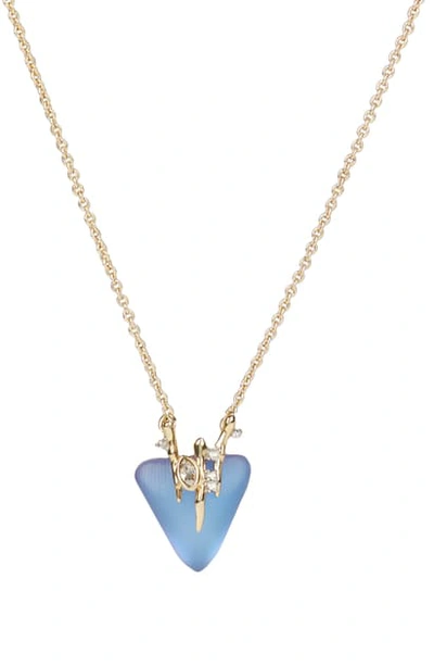 Shop Alexis Bittar Navette Crystal Triangle Pendant Necklace In Iridescent Iris