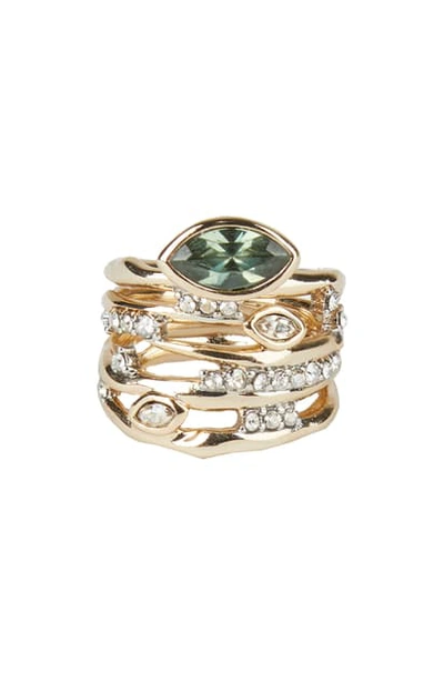 Shop Alexis Bittar Navette Crystal Stack Ring In Gold