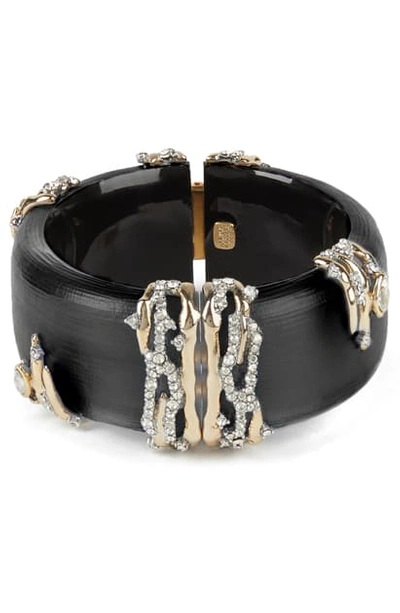 Shop Alexis Bittar Navette Large Crystal Spike Bracelet In Black