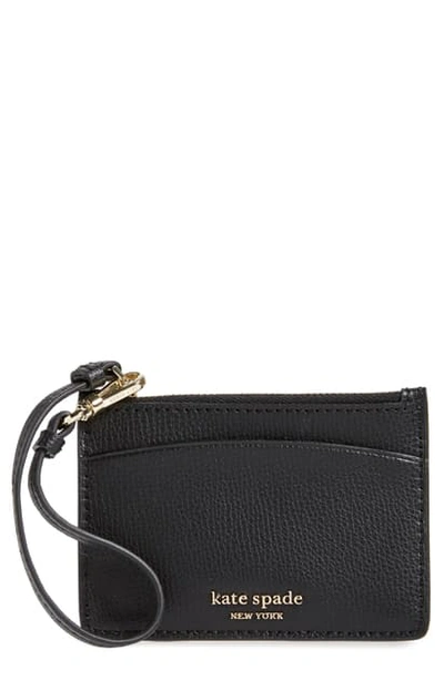 Shop Kate Spade Sylvia Leather Card Holder Wristlet In Black