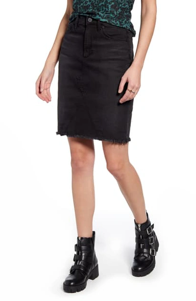 Shop Articles Of Society Sherry Raw Hem Denim Skirt In Wheller