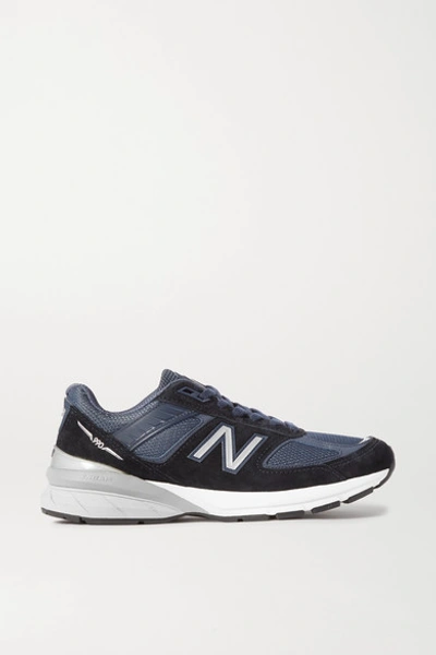 Shop New Balance 990v5 Suede, Mesh And Leather Sneakers In Navy