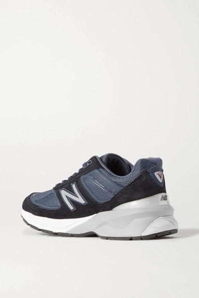 Shop New Balance 990v5 Suede, Mesh And Leather Sneakers In Navy