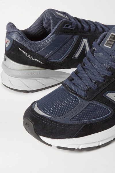 Shop New Balance 990v5 Suede, Mesh And Leather Sneakers In Navy