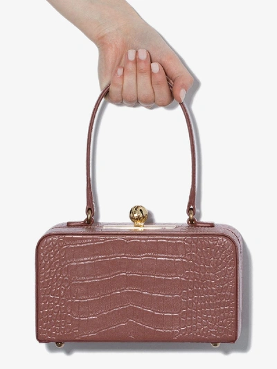 Shop Mehry Mu Pink Luna Mock Croc Leather Box Bag