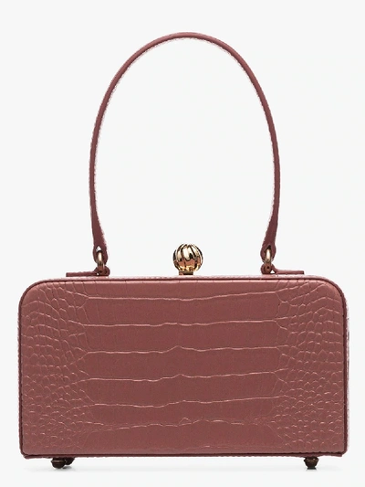 Shop Mehry Mu Pink Luna Mock Croc Leather Box Bag