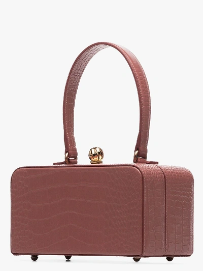 Shop Mehry Mu Pink Luna Mock Croc Leather Box Bag