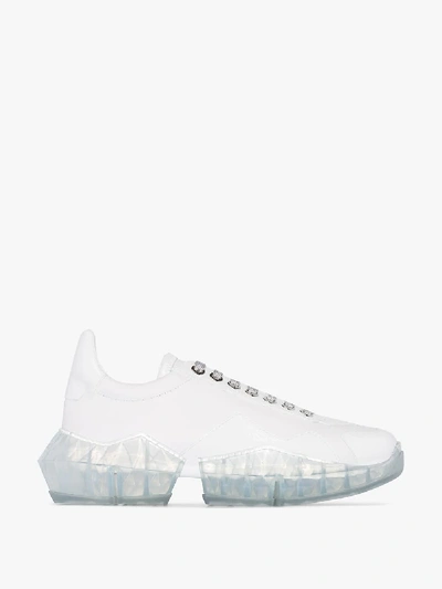 Shop Jimmy Choo White Diamond Patent Leather Sneakers