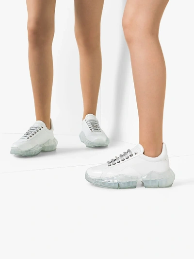 Shop Jimmy Choo White Diamond Patent Leather Sneakers