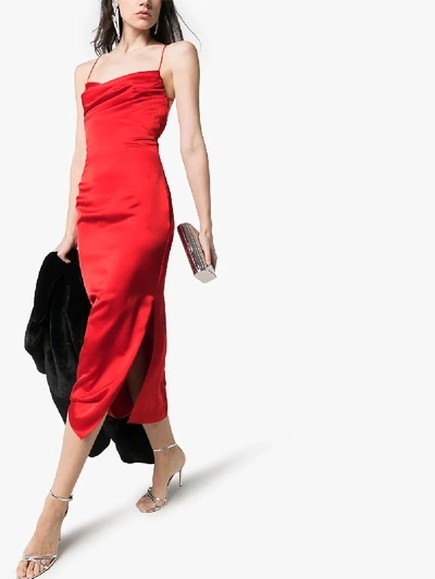 Shop Rasario Crossover Back Midi Dress In Red