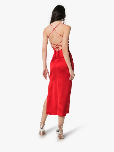 Shop Rasario Crossover Back Midi Dress In Red